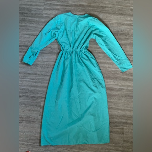 Teal handmade vintage dress - Picture 4 of 5